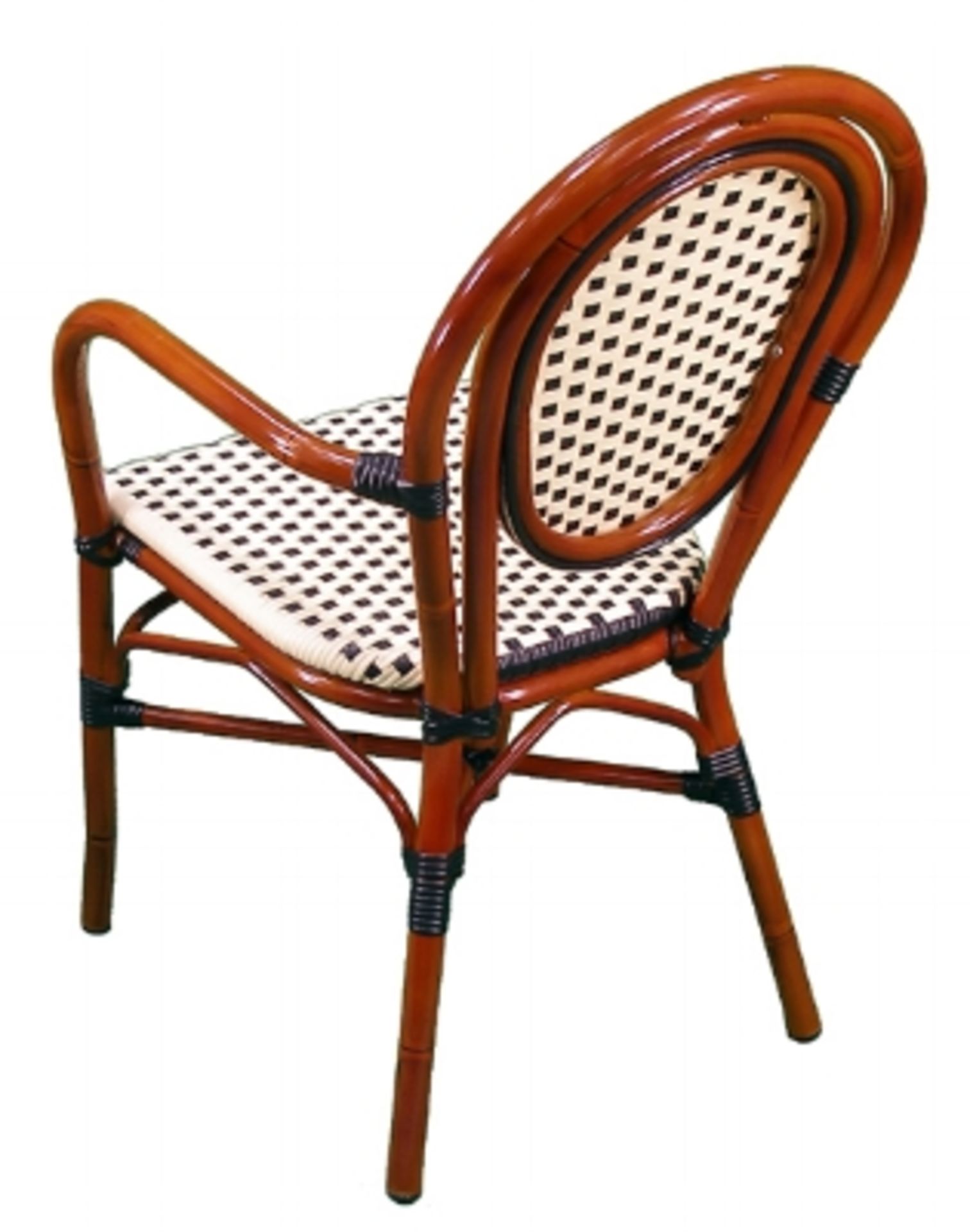 Parisienne Arm Chair - Ivory/Black. PE Weave on Tubular Aluminum Frame/Powder coat finish - Image 2 of 7