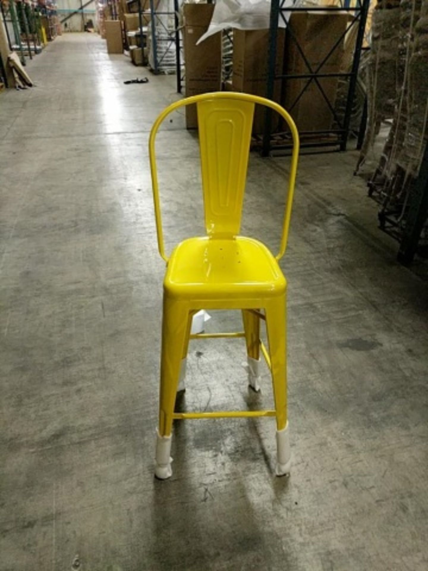 Manhattan Barstool With Back - Yellow, T-5852. Powder Coated epoxy finish on e-coated steel, or