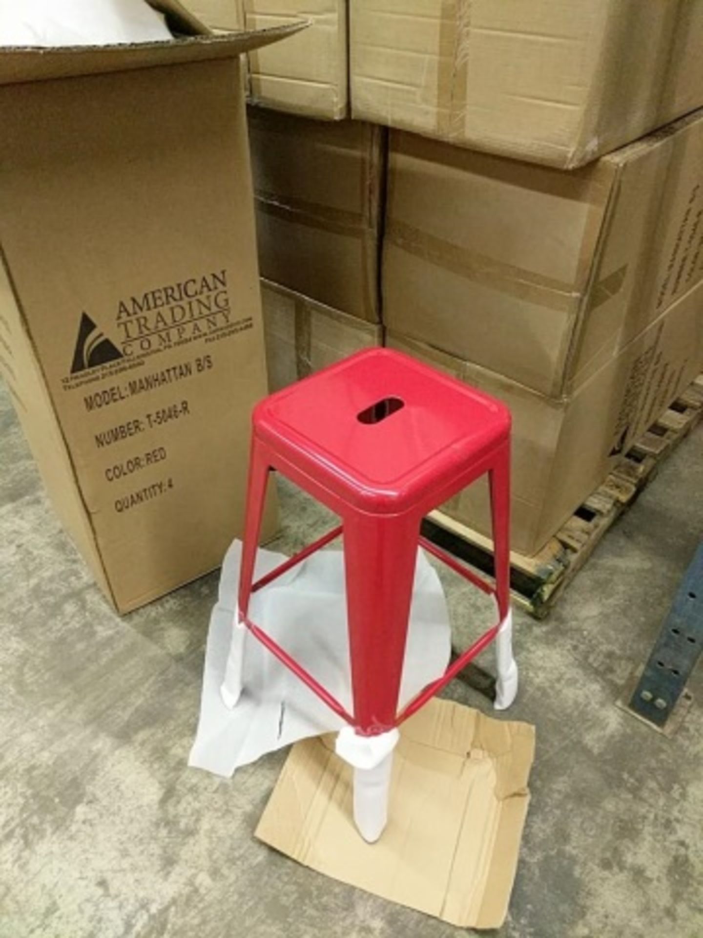 Manhattan Barstool - Red, Backless T - 5046. Powder Coated epoxy finish on e-coated steel. - Image 3 of 5