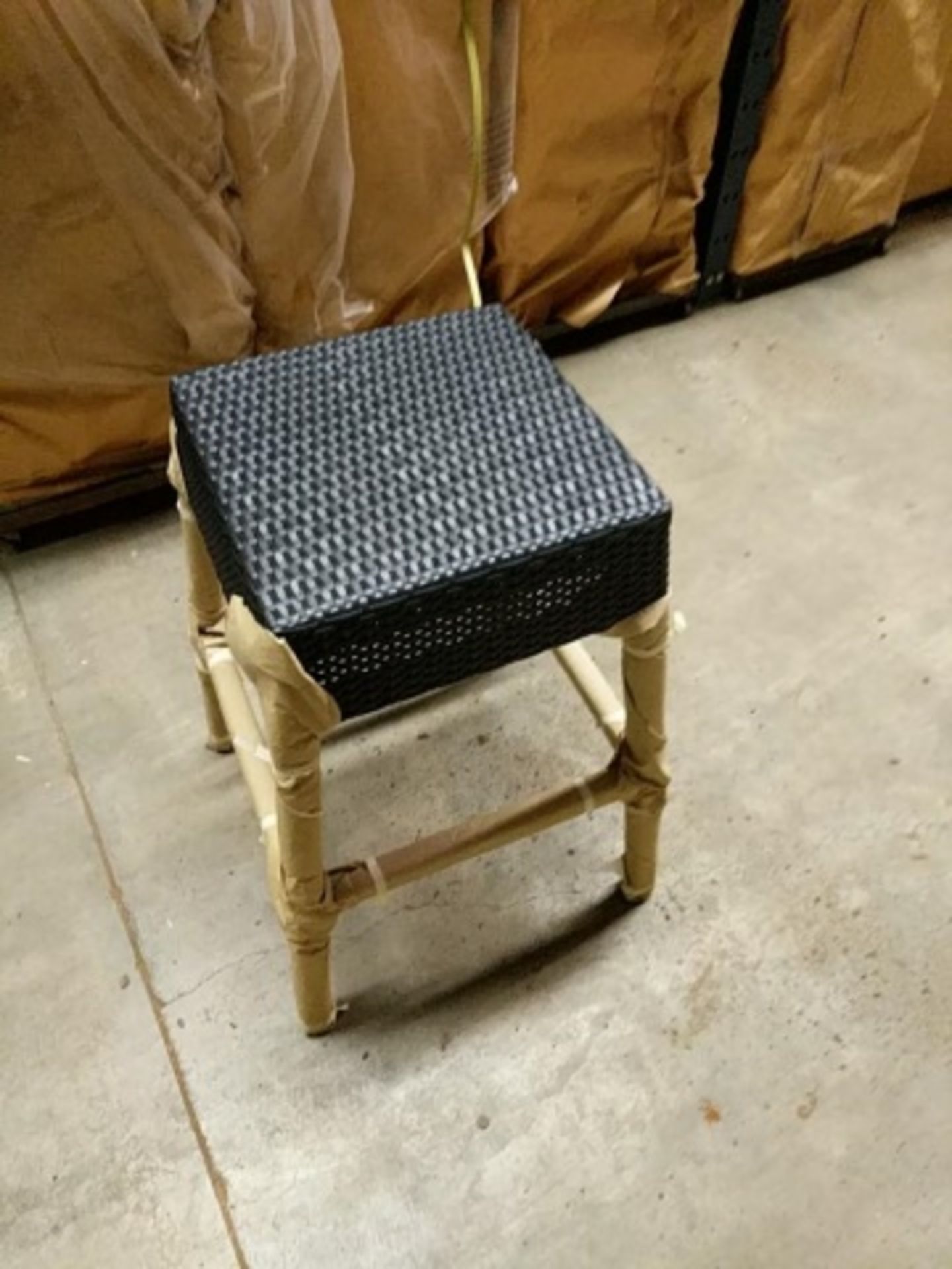 Premier Backless Stool - Expresso. Tubular powdercoated aluminum frame with polyethylene weave s& - Image 3 of 4