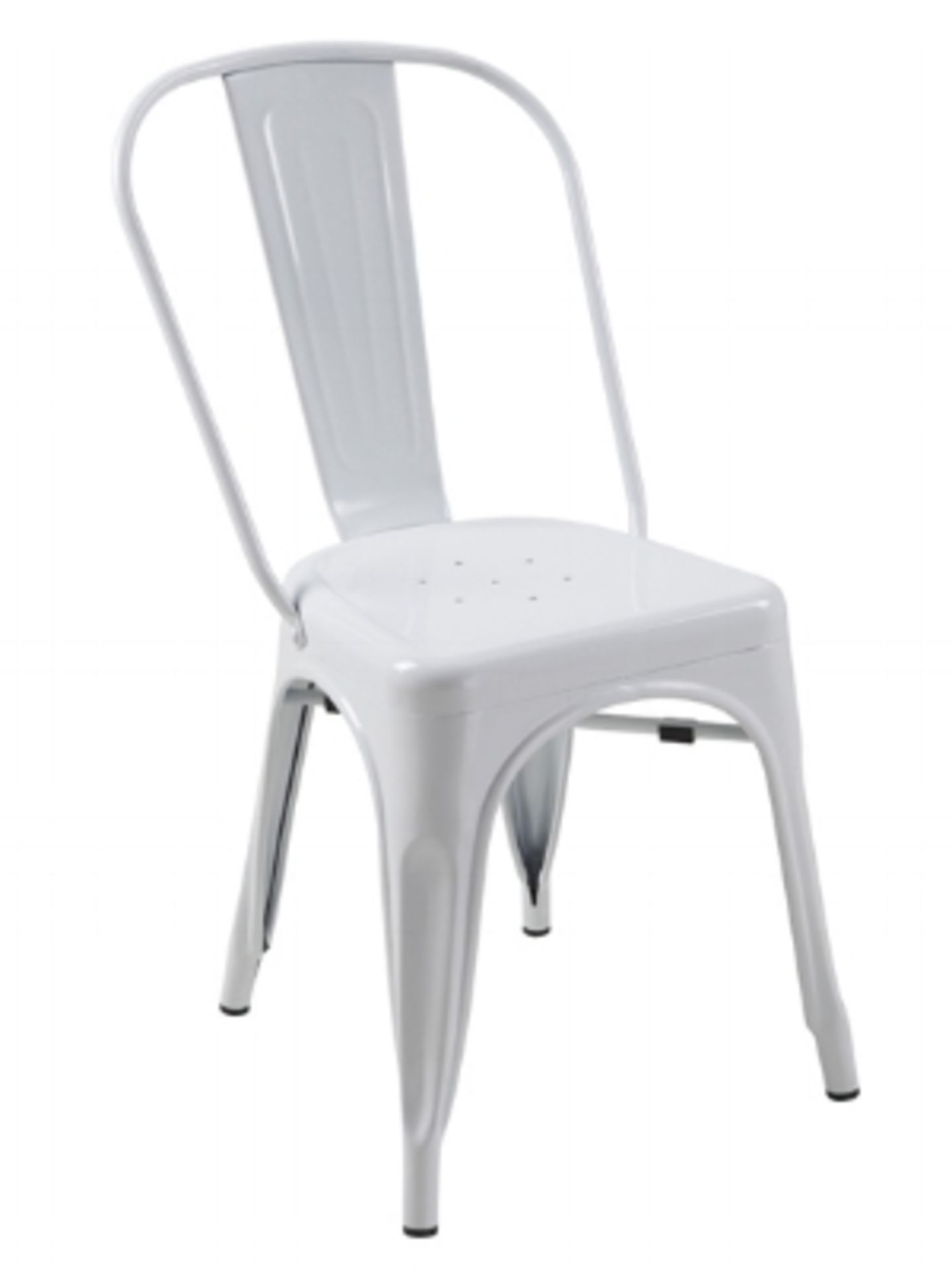 Manhattan Side Chair- White, T-5816. Powder Coated epoxy finish on e-coated steel, or clear on raw