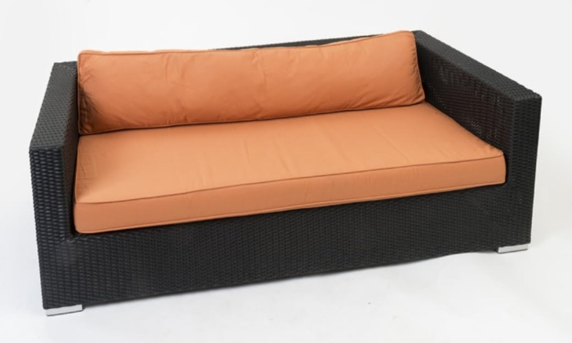 Tatta 3-Person Woven Sofa. Durable and  fade-resistant high-density polyethylene weaving  over a