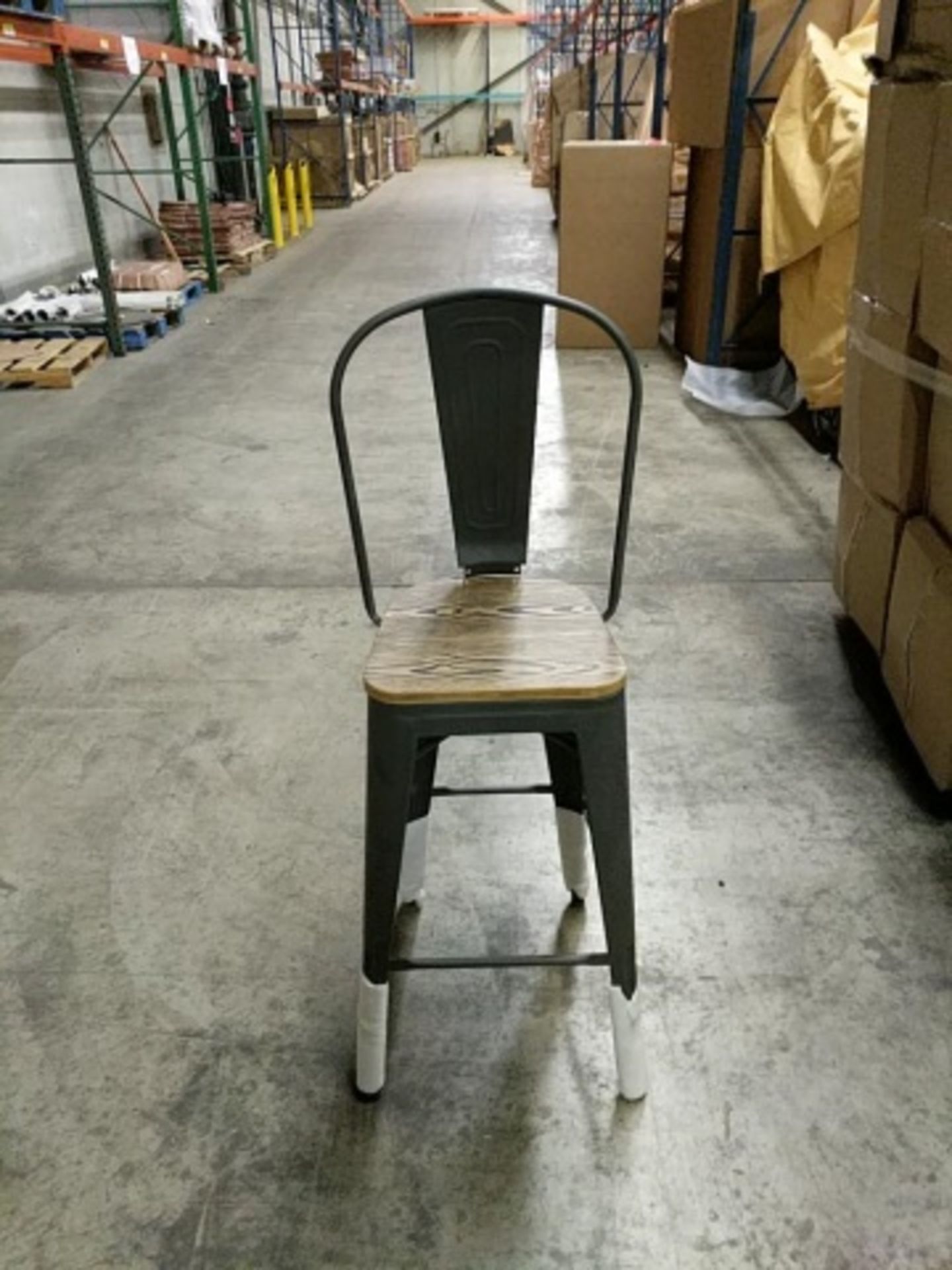 Manhattan Barstool With Back - Wood/Gray, T-5852-4. Powder Coat finish on e-coated steel, or clear - Image 3 of 5