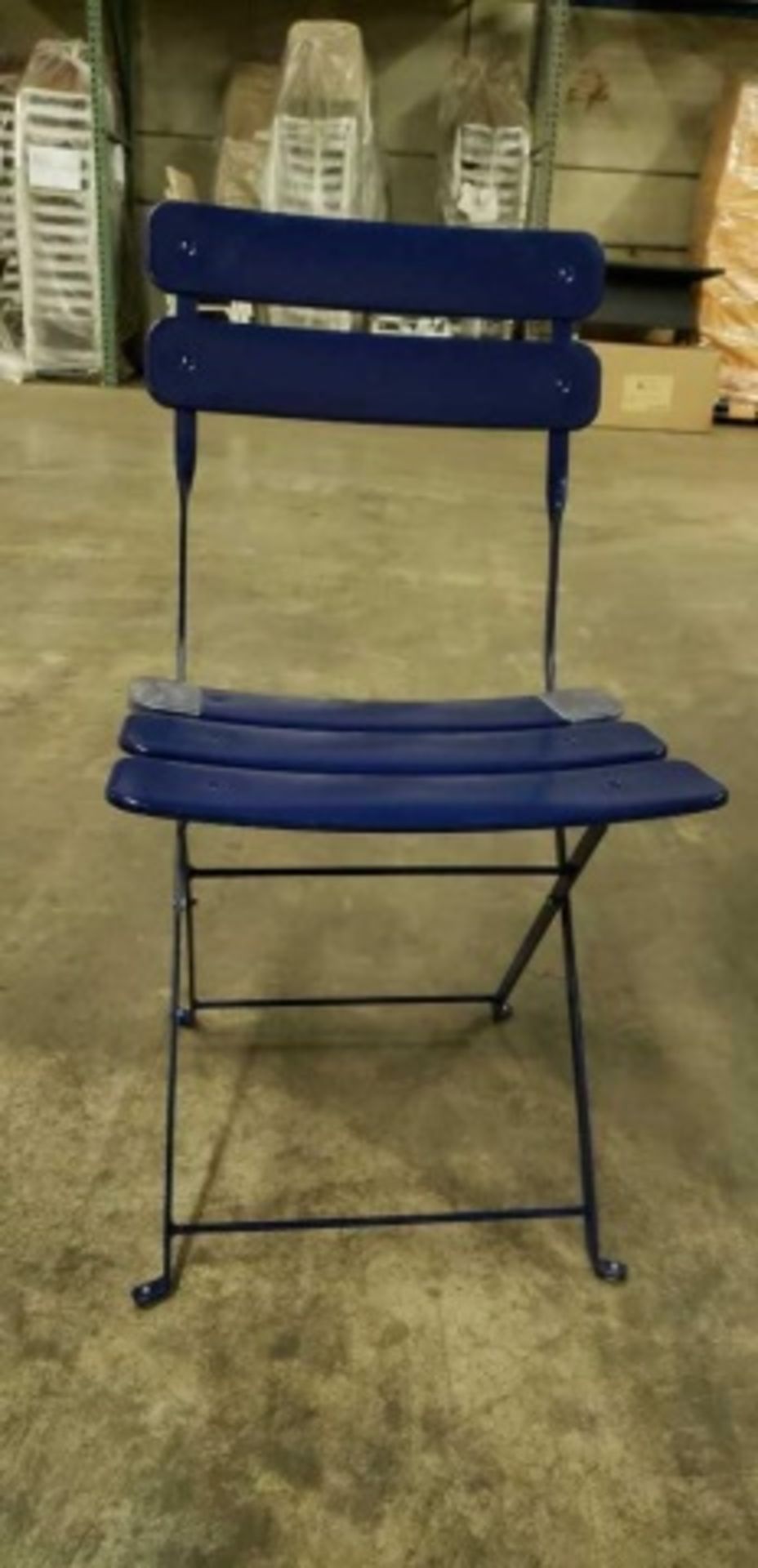 Jardin Folding Side Chair - Blue. ElectroZinc treated steel, powder coated. Dimensions: 18.9"w x - Image 2 of 5