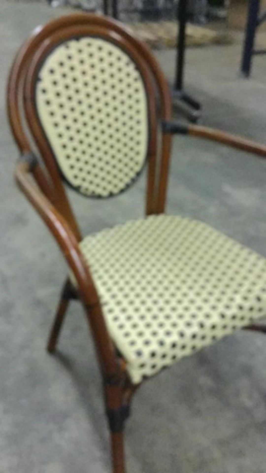 Parisienne Arm Chair - Ivory/Black. PE Weave on Tubular Aluminum Frame/Powder coat finish - Image 6 of 7