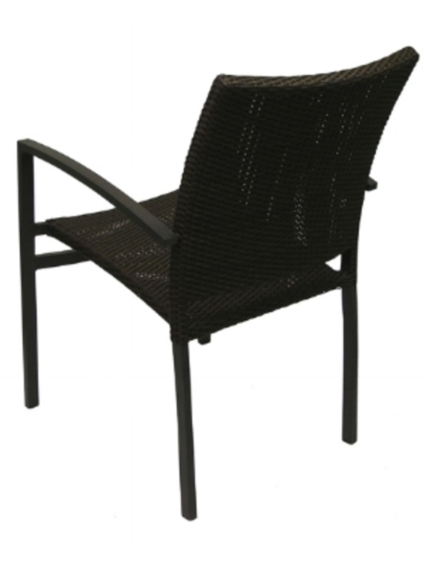 Oviedo Arm Chair - Expresso C100 ESP. Rectangular tube powdercoated aluminum frame, PE weave seat - Image 2 of 6