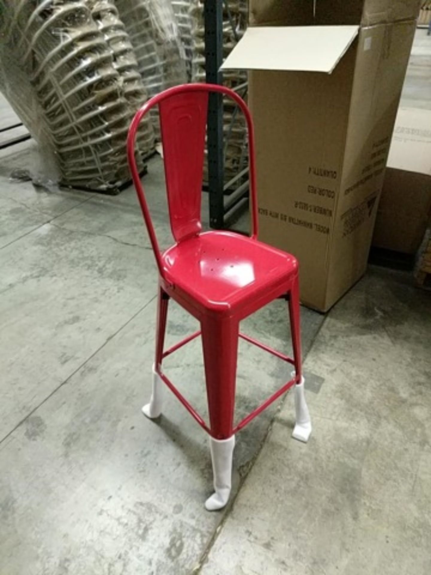 Manhattan Barstool With Back - Red, T-5852. Powder Coated epoxy finish on e-coated steel, or clear - Image 5 of 8