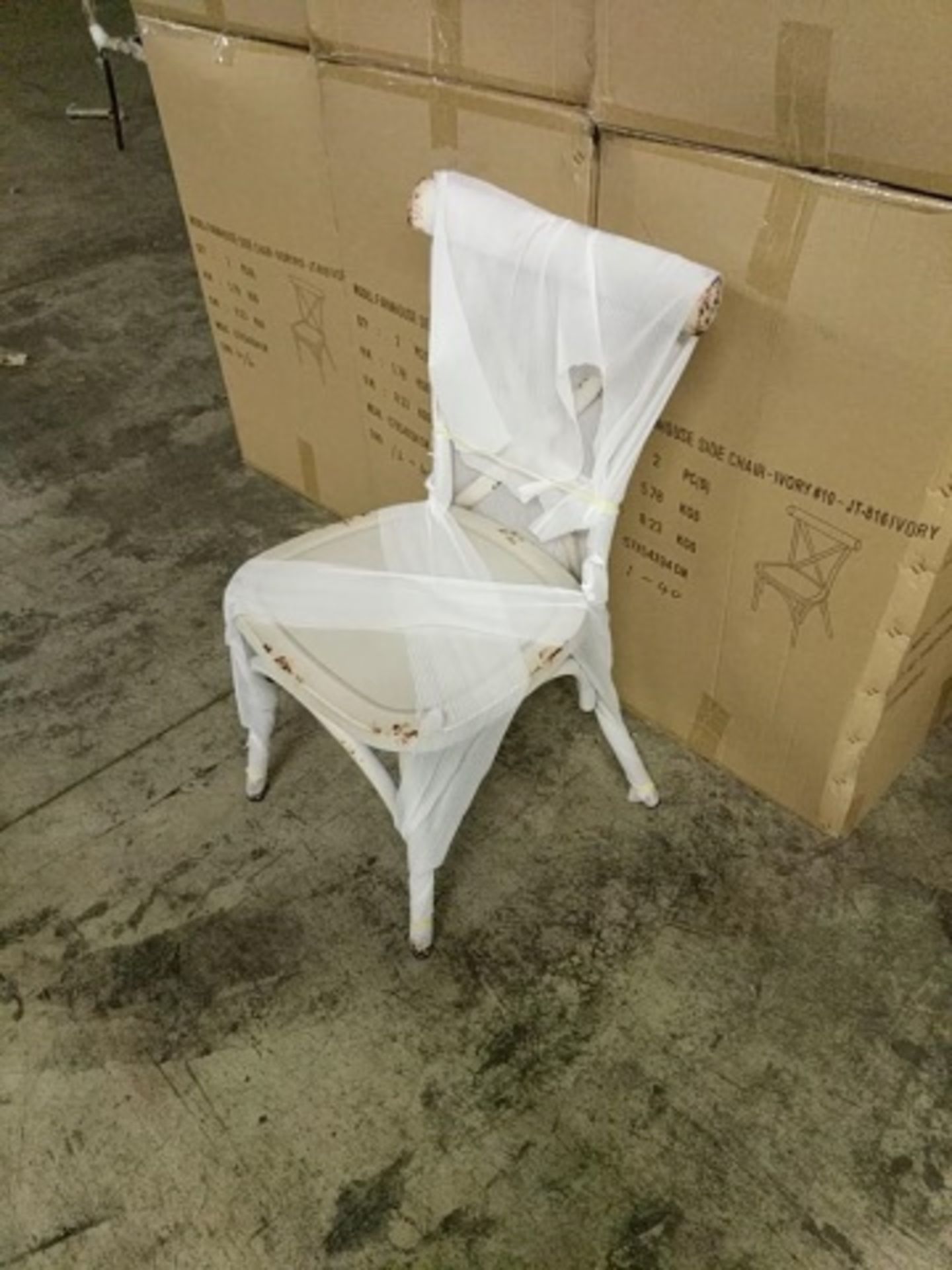 Farmhouse Side Chair - Ivory. Extruded 2 mm tubular aluminum frame welded construction powder - Image 4 of 5
