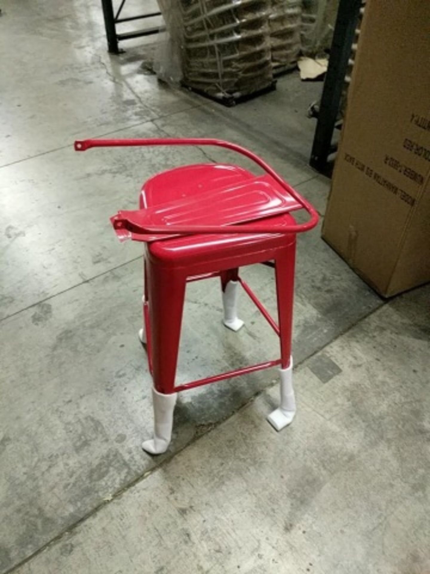 Manhattan Barstool With Back - Red, T-5852. Powder Coated epoxy finish on e-coated steel, or clear - Image 2 of 8