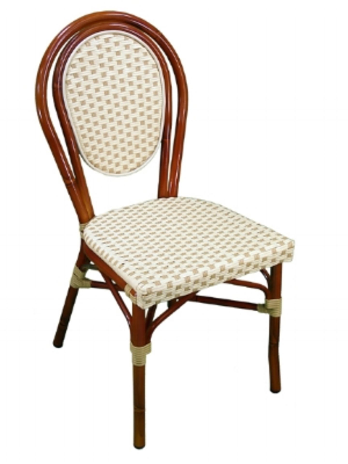 Parisienne Side Chair - Ivory/Honey, A56- SC IH. PE Weave on Tubular Aluminum Frame/Powder coat