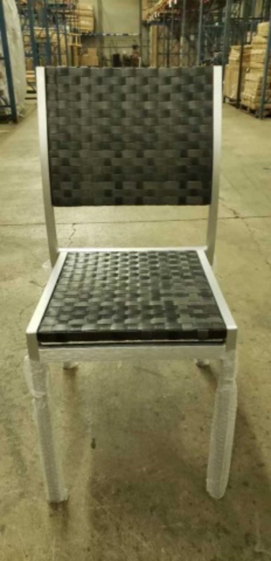 Belize Side Chair - Charcoal WC028. Tubular  aluminum brush finished with polyethelene weave  s&b, - Image 3 of 7