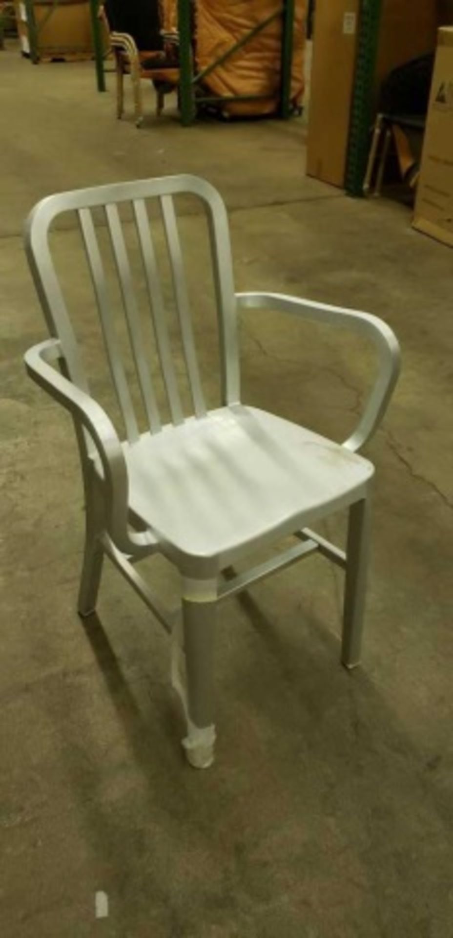 Fleet Aluminum Arm Chair, (JY-WA-152). Anodized aluminum, brushed natural finish. Dimensions: 22"w x - Image 3 of 3