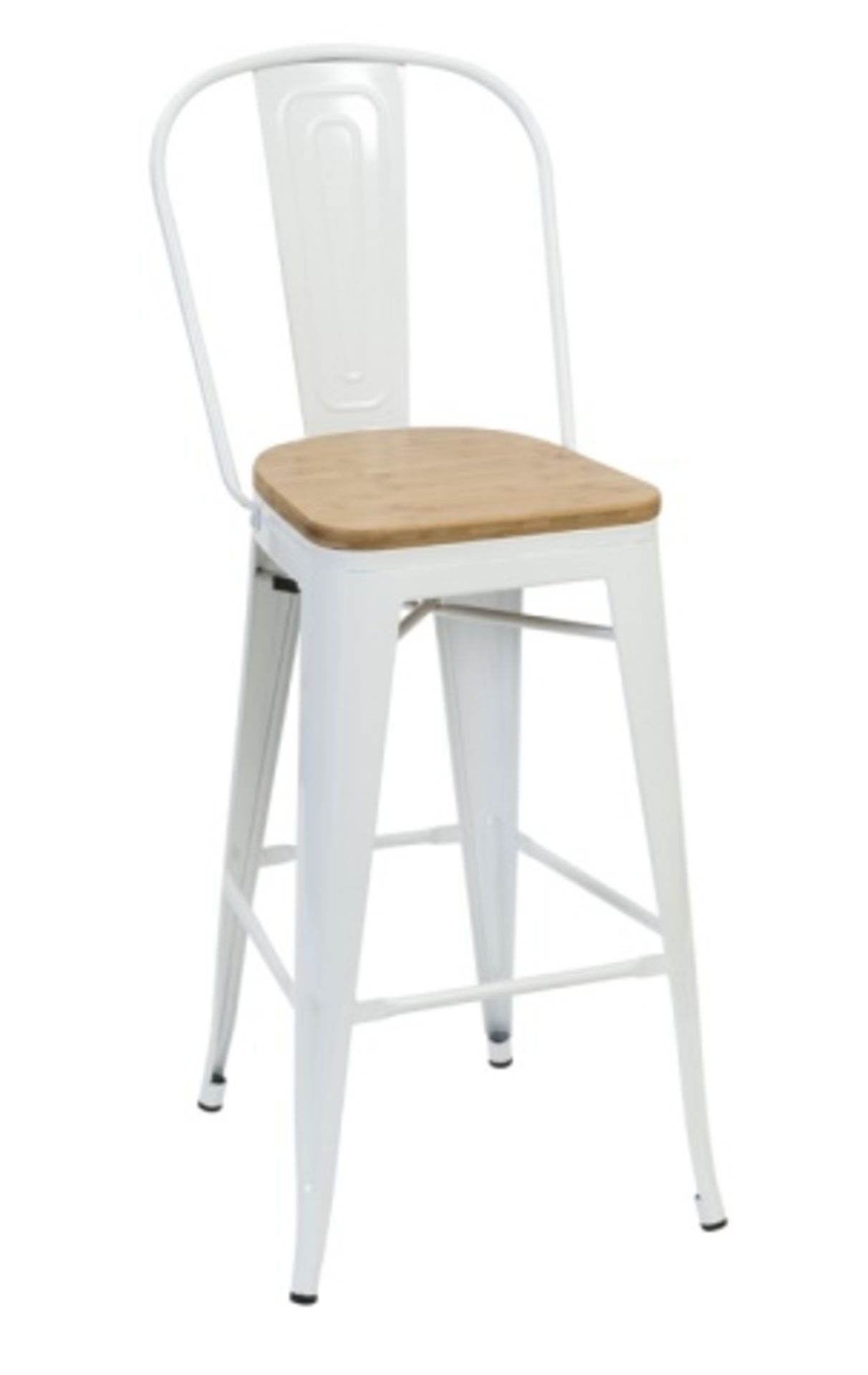 Manhattan Barstool With Back - White, T-5852. Powder Coated epoxy finish on e-coated steel, or clear