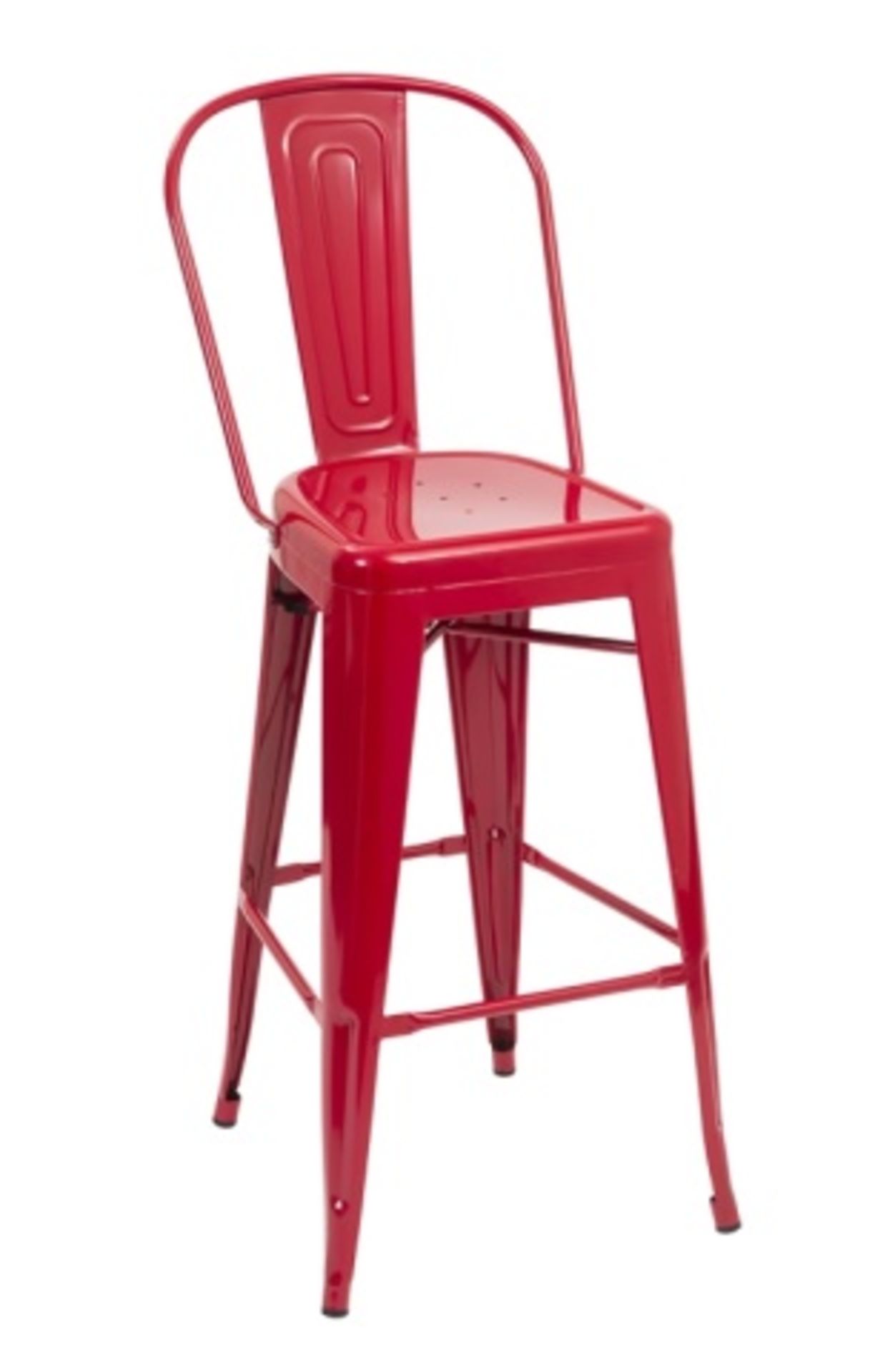 Manhattan Barstool With Back - Red, T-5852. Powder Coated epoxy finish on e-coated steel, or clear