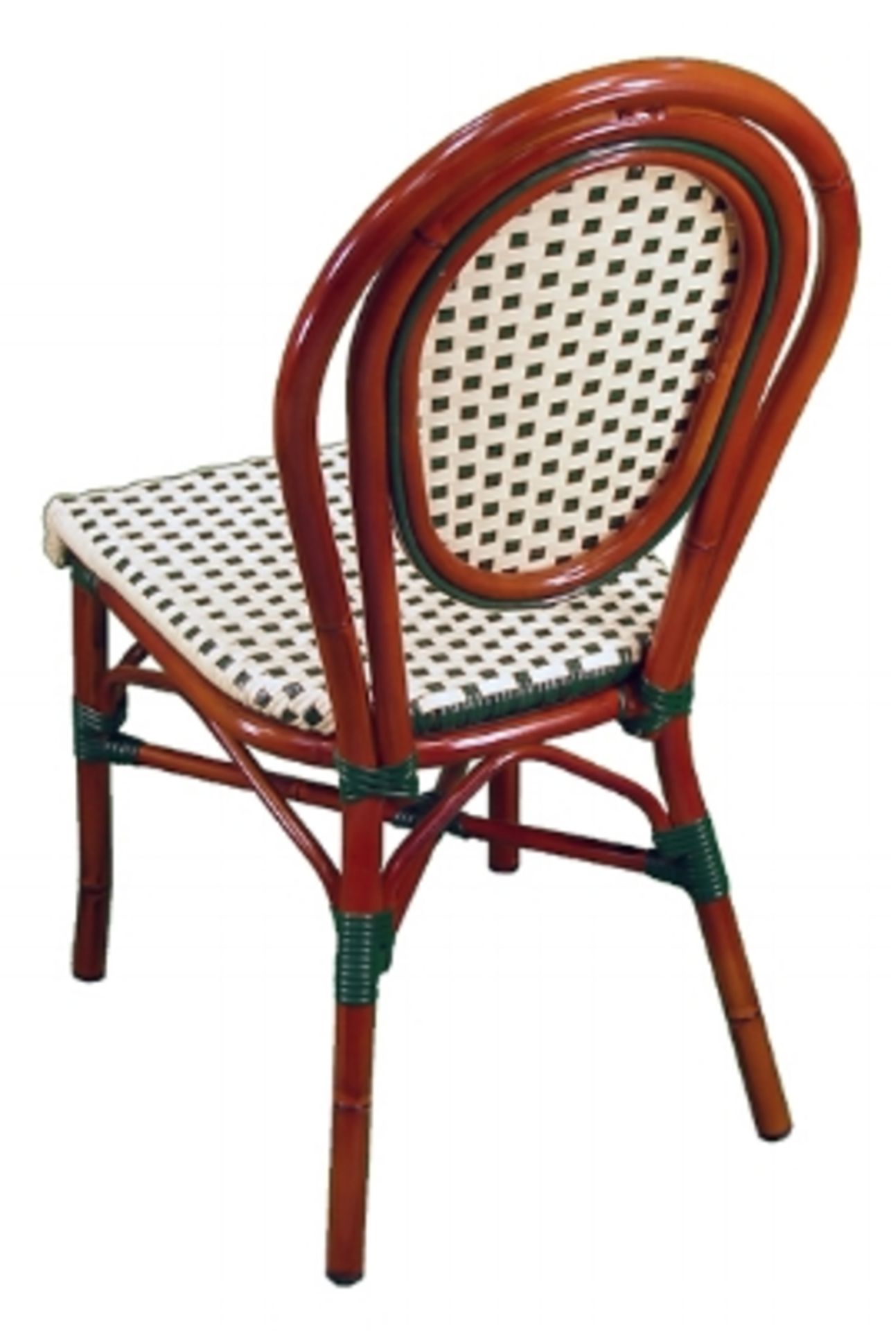 Parisienne Side Chair - Ivory/Green, A57-SC IG. PE Weave on Tubular Aluminum Frame/Powder coat - Image 2 of 7