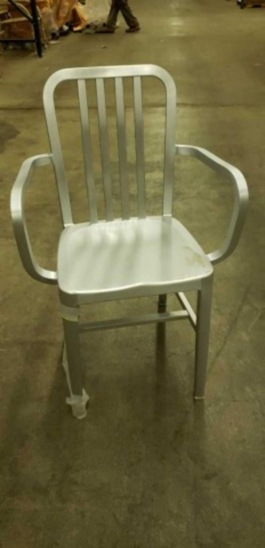 Fleet Aluminum Arm Chair, (JY-WA-152). Anodized aluminum, brushed natural finish. Dimensions: 22"w x - Image 2 of 3