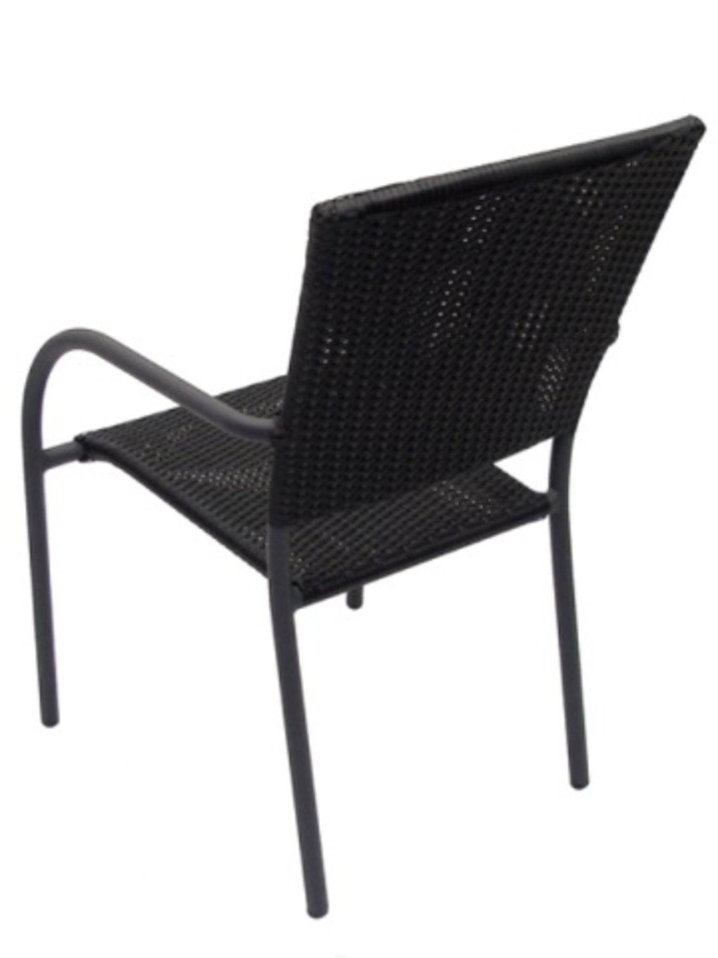 Aruba II Arm Chair. Tubular aluminum powdercoated with polyethelene weave s&b. AC083 Dimensions: - Image 2 of 5