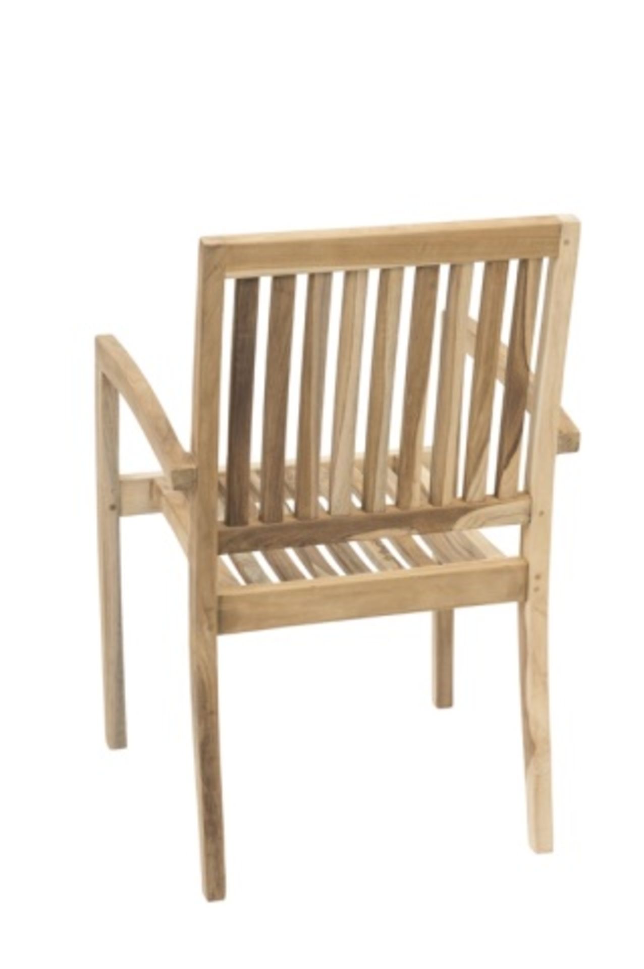 Genuine Teak Wood Reno Stacking Arm Chair. Natural Teak. Dimensions:22"w x 22.4"d x 35.8"h, 17.3"sh, - Image 2 of 6