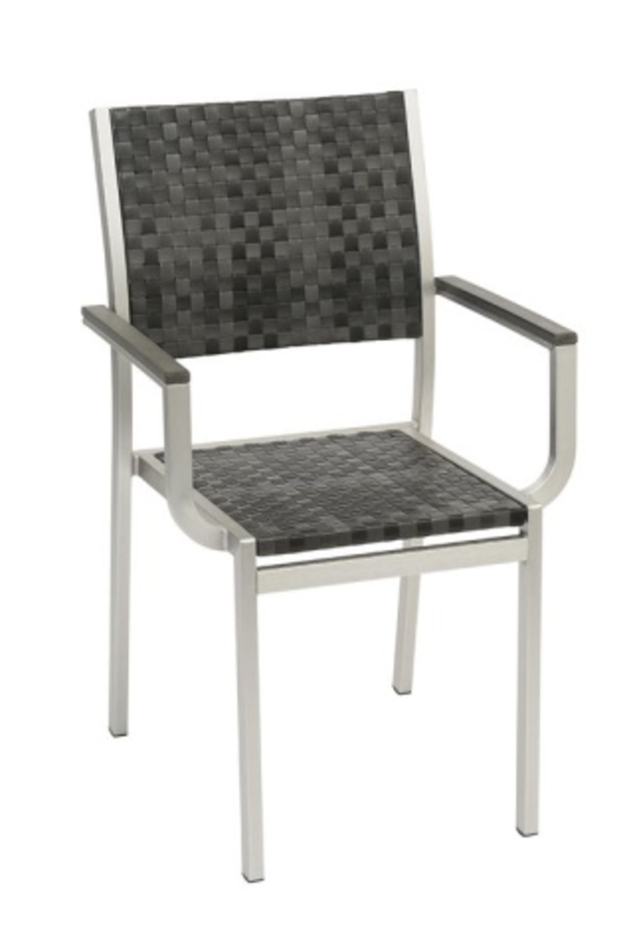 Belize aluminum Arm Chair - stainless steel brush - charcoal 19ag192sm-m, 4 stacks, 22 units, +8, 96