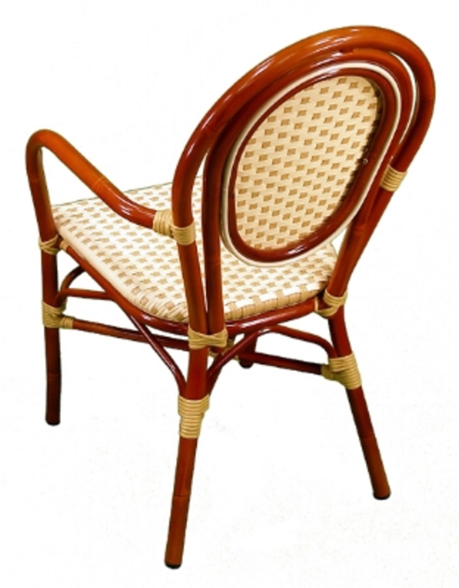 Parisienne Arm Chair - Ivory/Honey. PE Weave on Tubular Aluminum Frame/Powder coat finish - Image 2 of 6