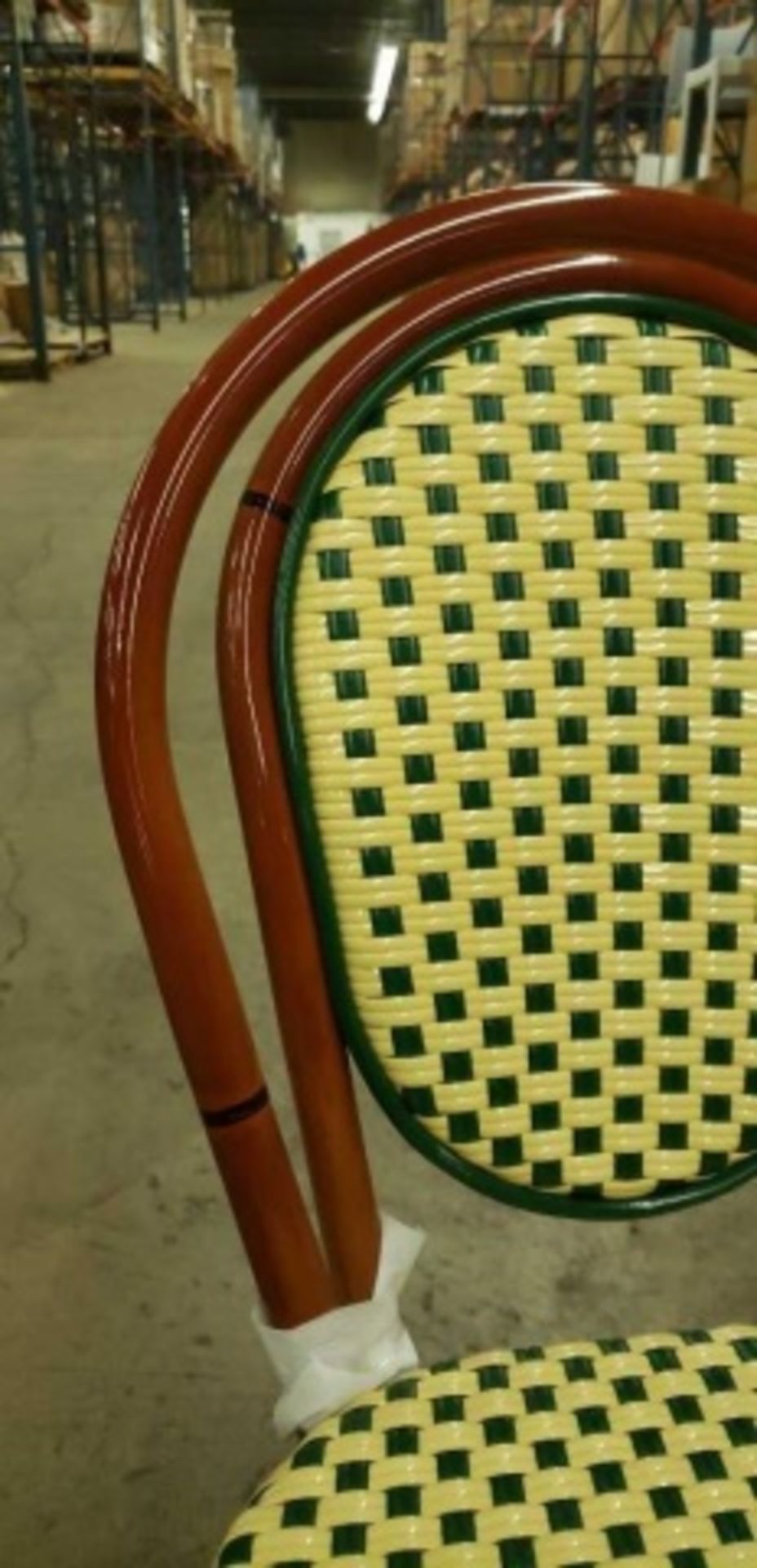 Parisienne Side Chair - Ivory/Green, A57-SC IG. PE Weave on Tubular Aluminum Frame/Powder coat - Image 5 of 7
