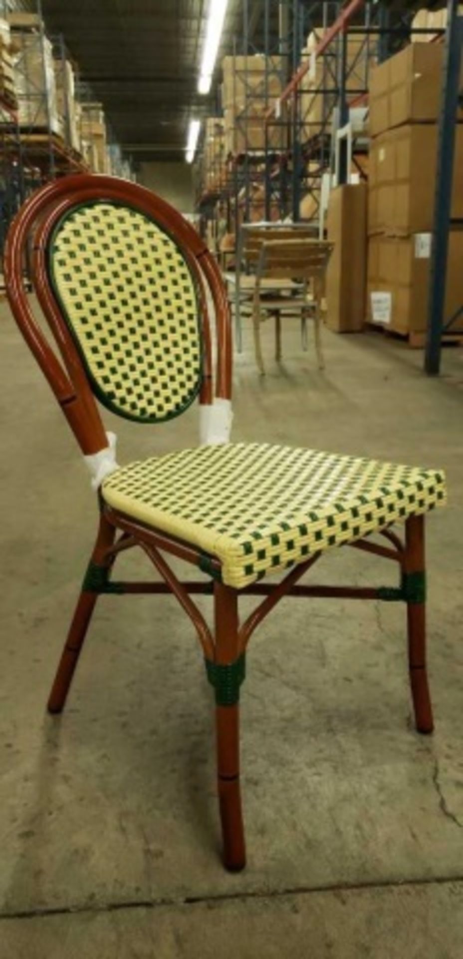 Parisienne Side Chair - Ivory/Green, A57-SC IG. PE Weave on Tubular Aluminum Frame/Powder coat - Image 4 of 7