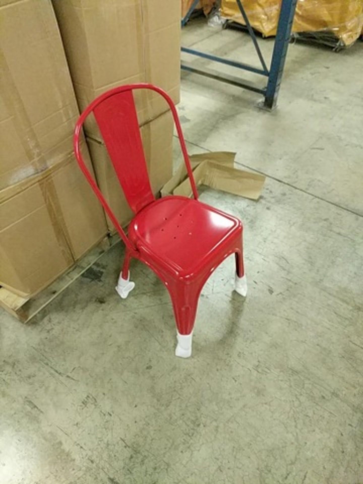 Manhattan Side Chair- Red with Back, T-5816. Powder Coated epoxy finish on e-coated steel, or - Image 3 of 5
