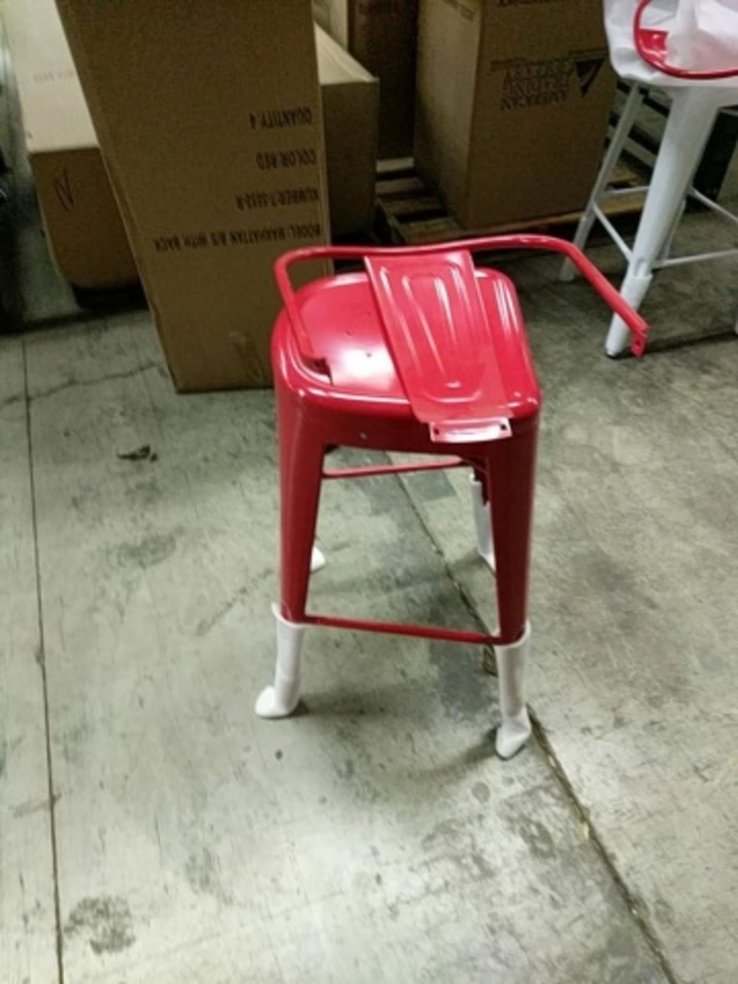 Manhattan Barstool With Back - Red, T-5852. Powder Coated epoxy finish on e-coated steel, or clear - Image 3 of 8