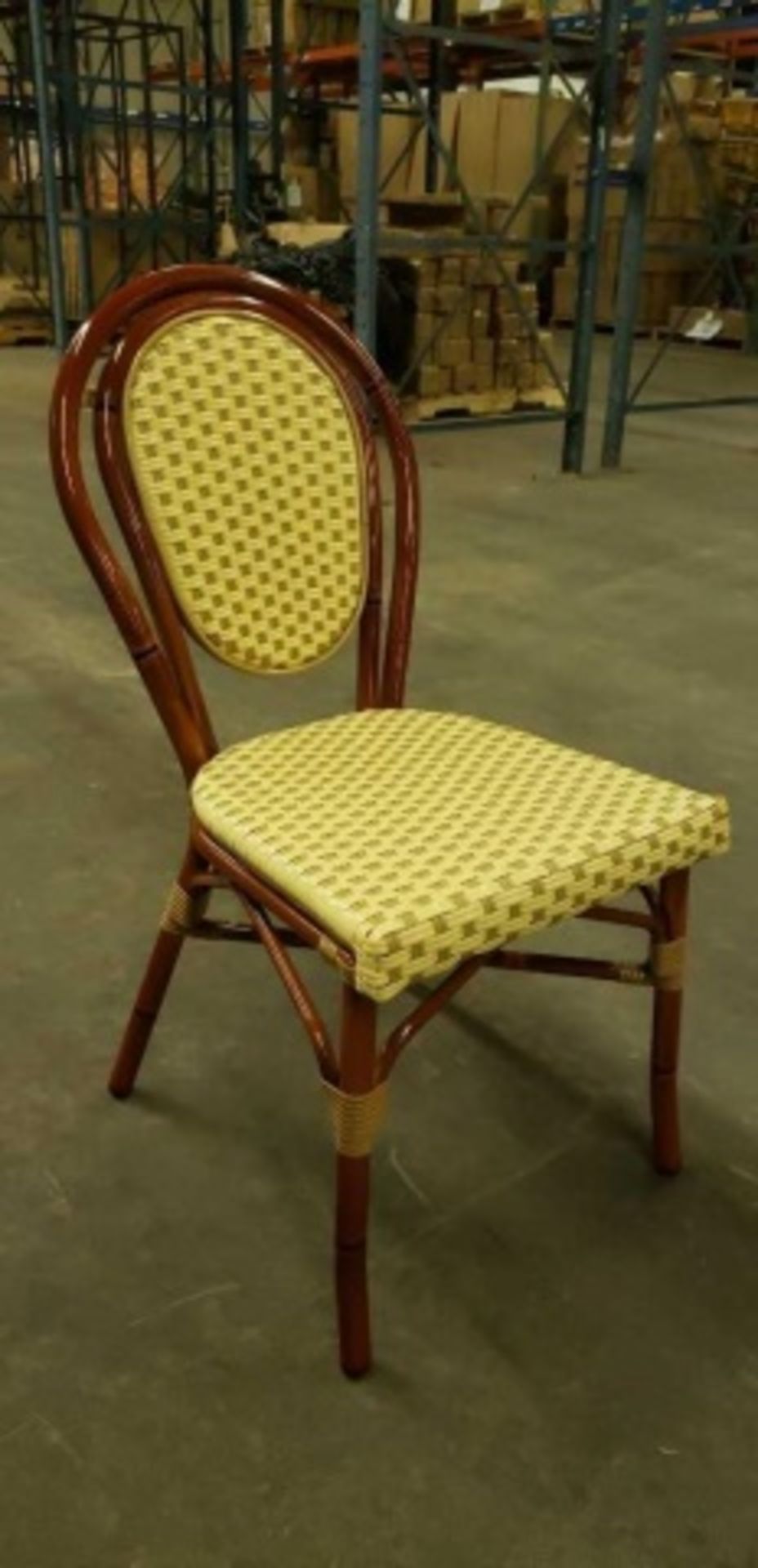 Parisienne Side Chair - Ivory/Honey, A56- SC IH. PE Weave on Tubular Aluminum Frame/Powder coat - Image 4 of 7