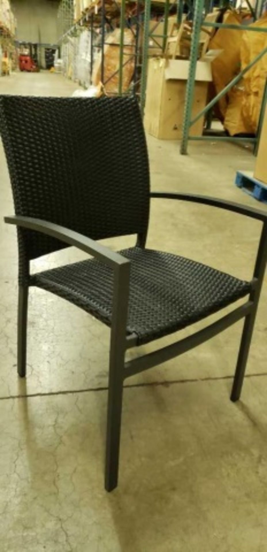 Oviedo Arm Chair - Expresso C100 ESP. Rectangular tube powdercoated aluminum frame, PE weave seat - Image 4 of 6