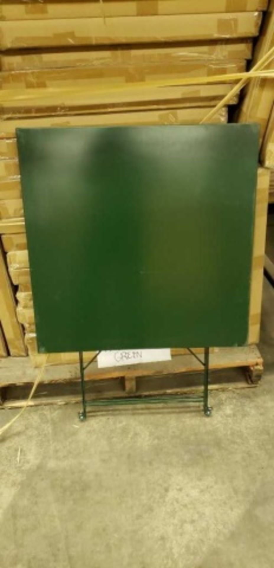 Jardin 28" Square Folding Table - Green. ElectroZinc treated steel, powder coated. Dimensions: 28" x - Image 3 of 6