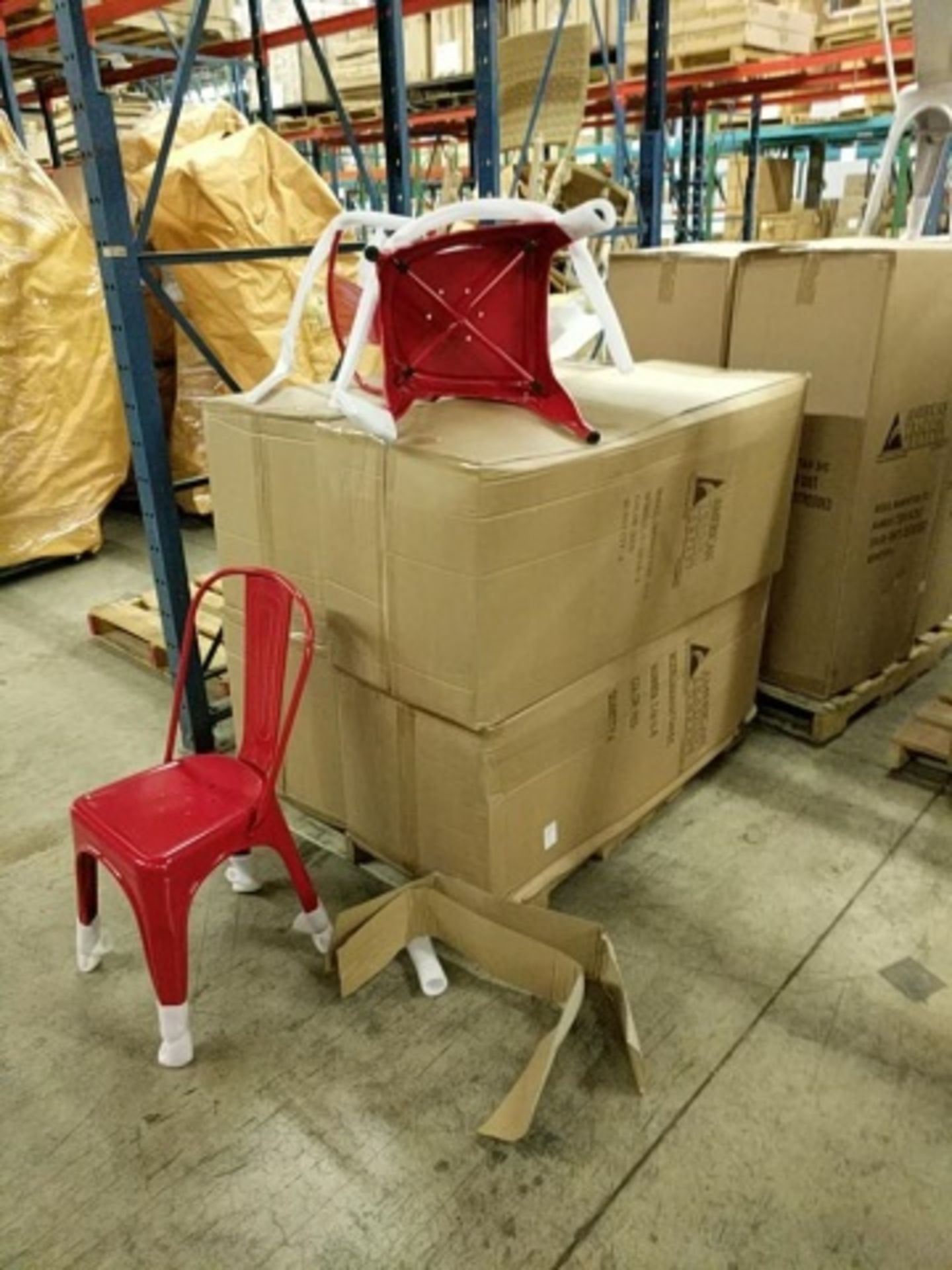 Manhattan Side Chair- Red with Back, T-5816. Powder Coated epoxy finish on e-coated steel, or - Image 4 of 5