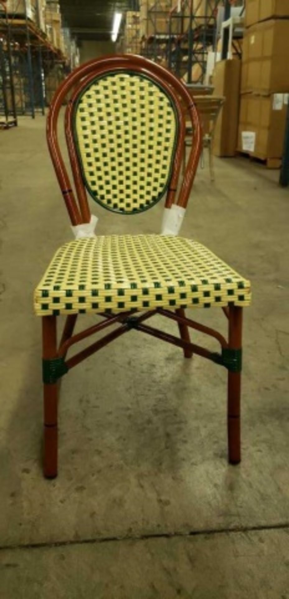 Parisienne Side Chair - Ivory/Green, A57-SC IG. PE Weave on Tubular Aluminum Frame/Powder coat - Image 3 of 7