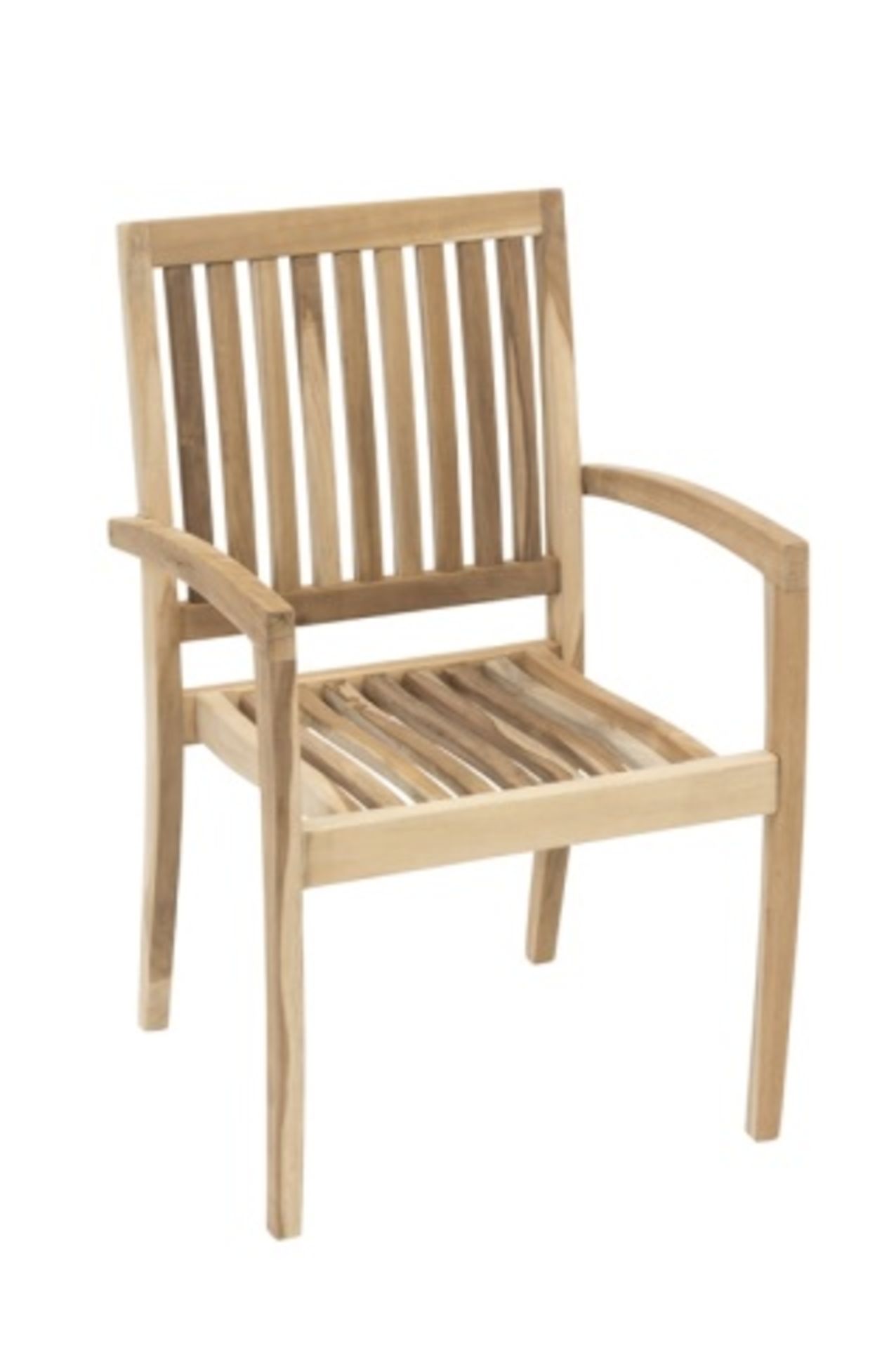 Genuine Teak Wood Reno Stacking Arm Chair. Natural Teak. Dimensions:22"w x 22.4"d x 35.8"h, 17.3"sh,