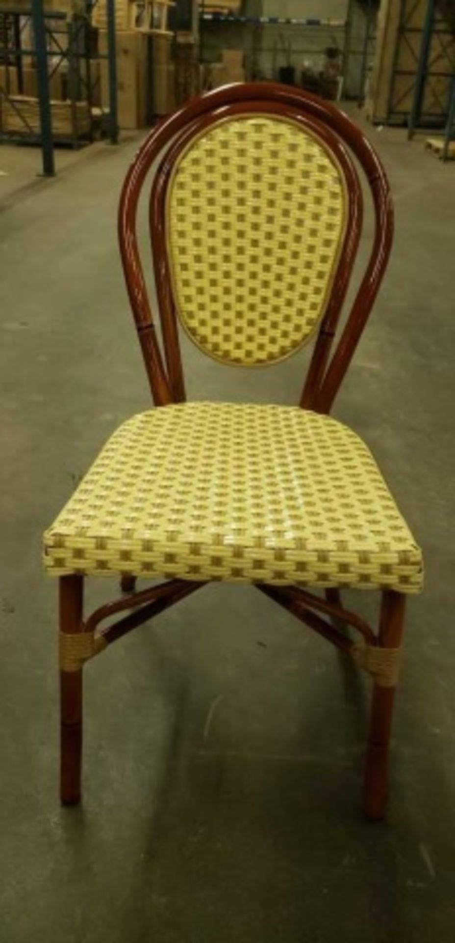 Parisienne Side Chair - Ivory/Honey, A56- SC IH. PE Weave on Tubular Aluminum Frame/Powder coat - Image 3 of 7