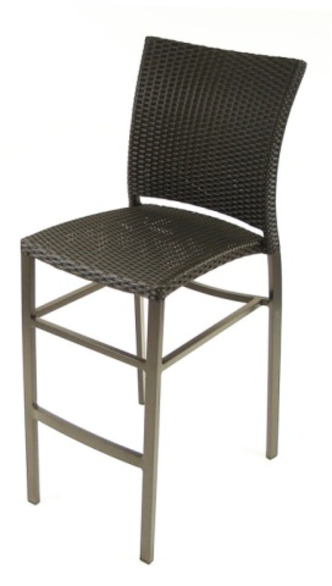 Oviedo Barstool Armless - Expresso, C060. Rectangular tube powdercoated aluminum frame, PE weave