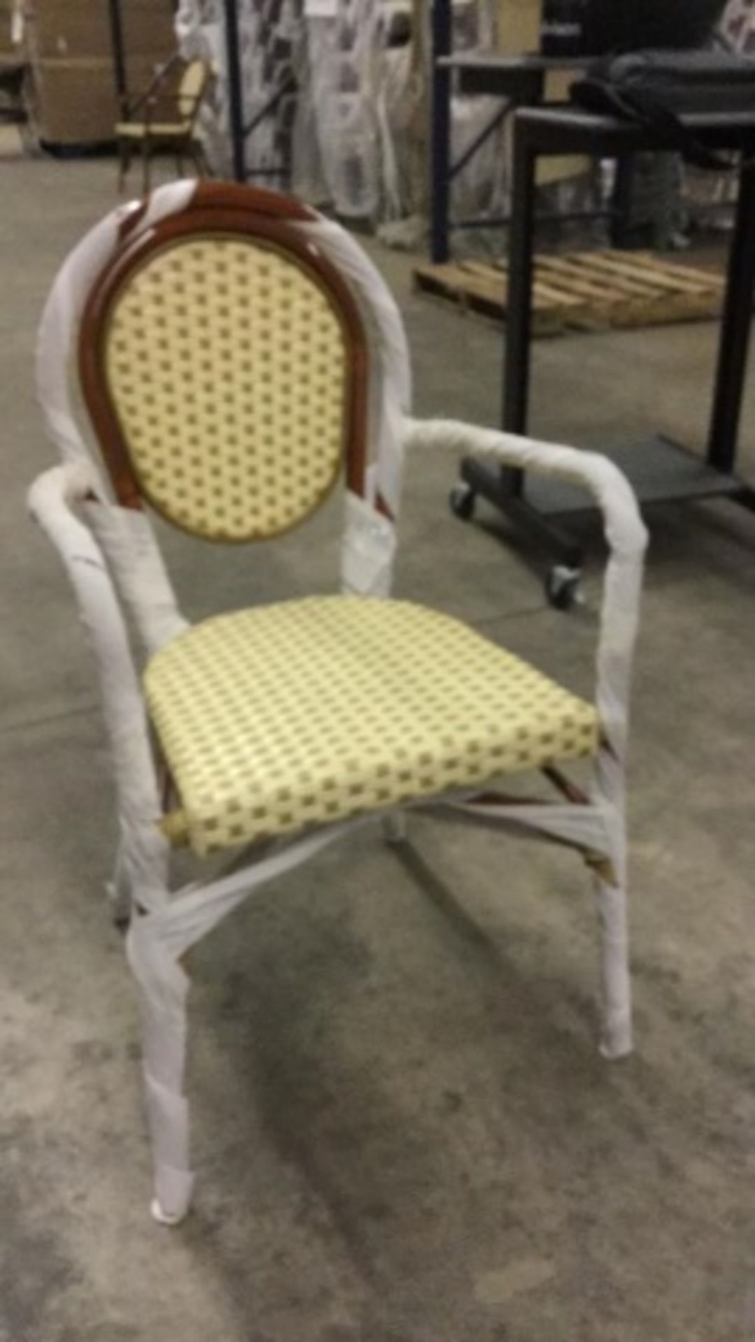 Parisienne Arm Chair - Ivory/Honey. PE Weave on Tubular Aluminum Frame/Powder coat finish - Image 4 of 6