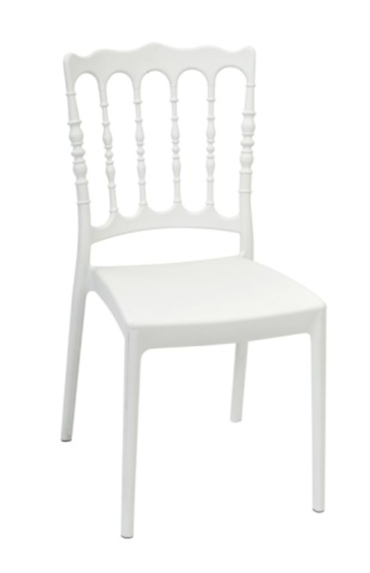 Napoleon Side Chair - White. One piece fiberglass reinforced polypropylene. Dimensions: 17.7"w x