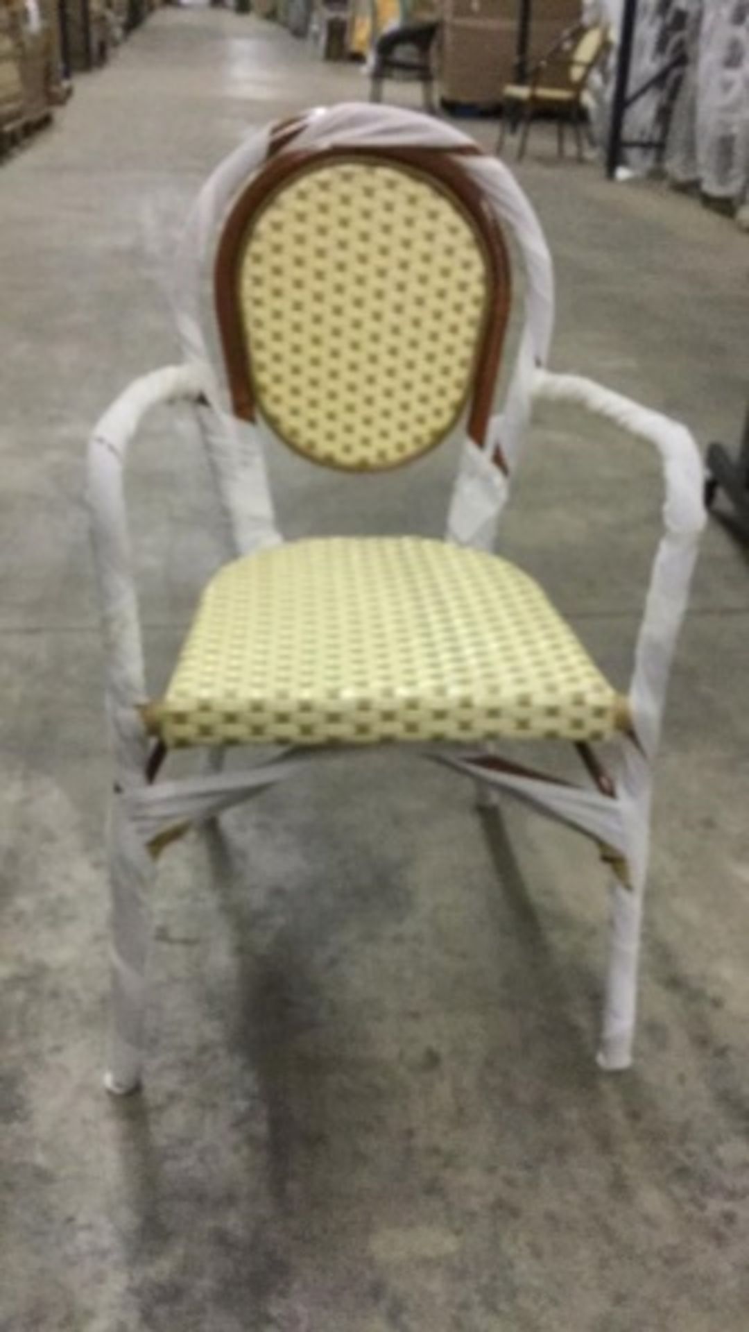 Parisienne Arm Chair - Ivory/Honey. PE Weave on Tubular Aluminum Frame/Powder coat finish - Image 3 of 6