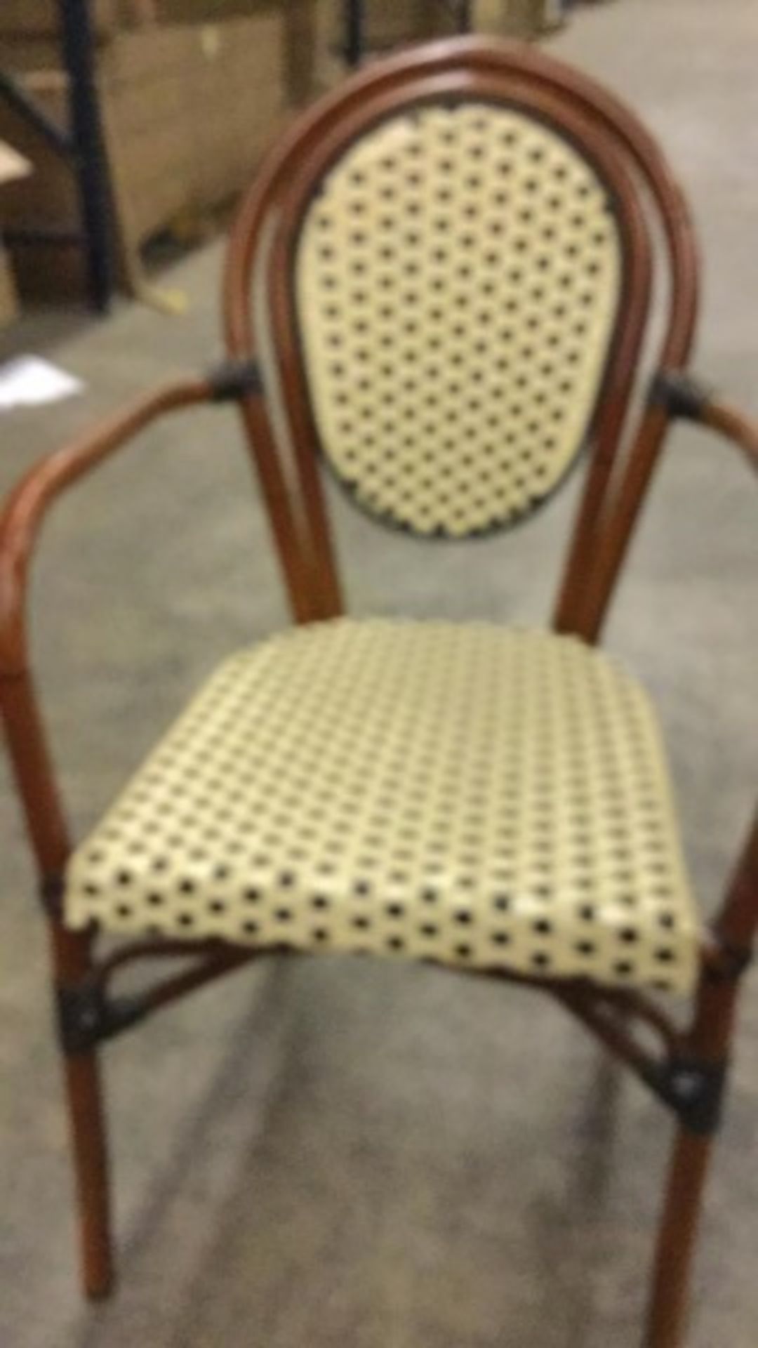 Parisienne Arm Chair - Ivory/Black. PE Weave on Tubular Aluminum Frame/Powder coat finish - Image 4 of 7