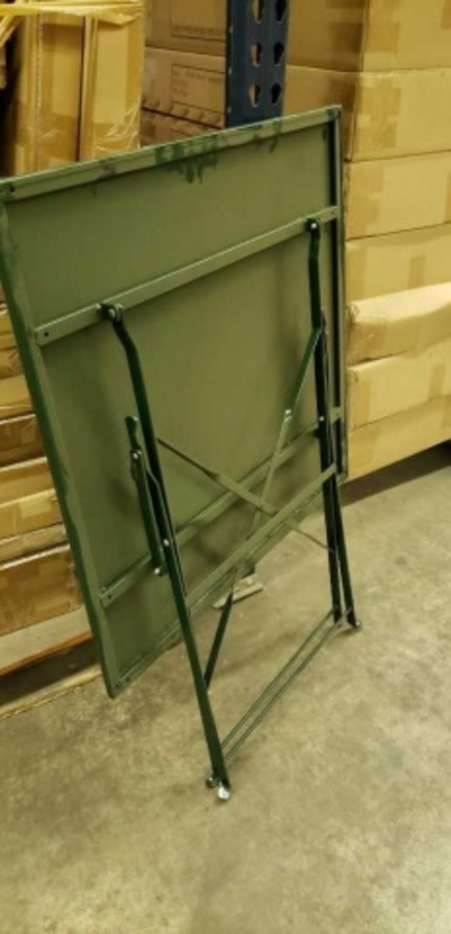 Jardin 28" Square Folding Table - Green. ElectroZinc treated steel, powder coated. Dimensions: 28" x - Image 4 of 6