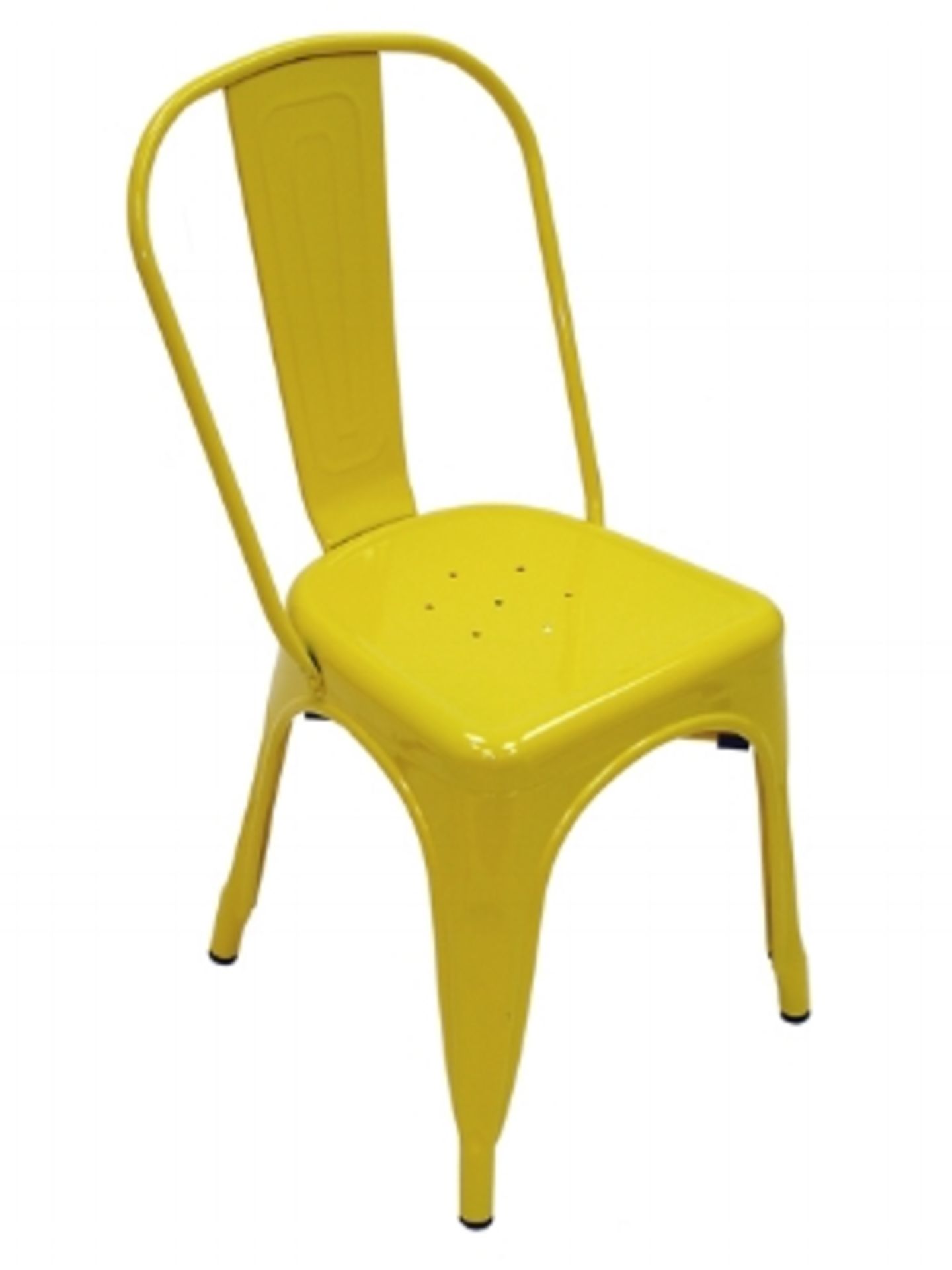 Manhattan Side Chair - Yellow. Powder Coated epoxy finish on e-coated steel, or clear on raw