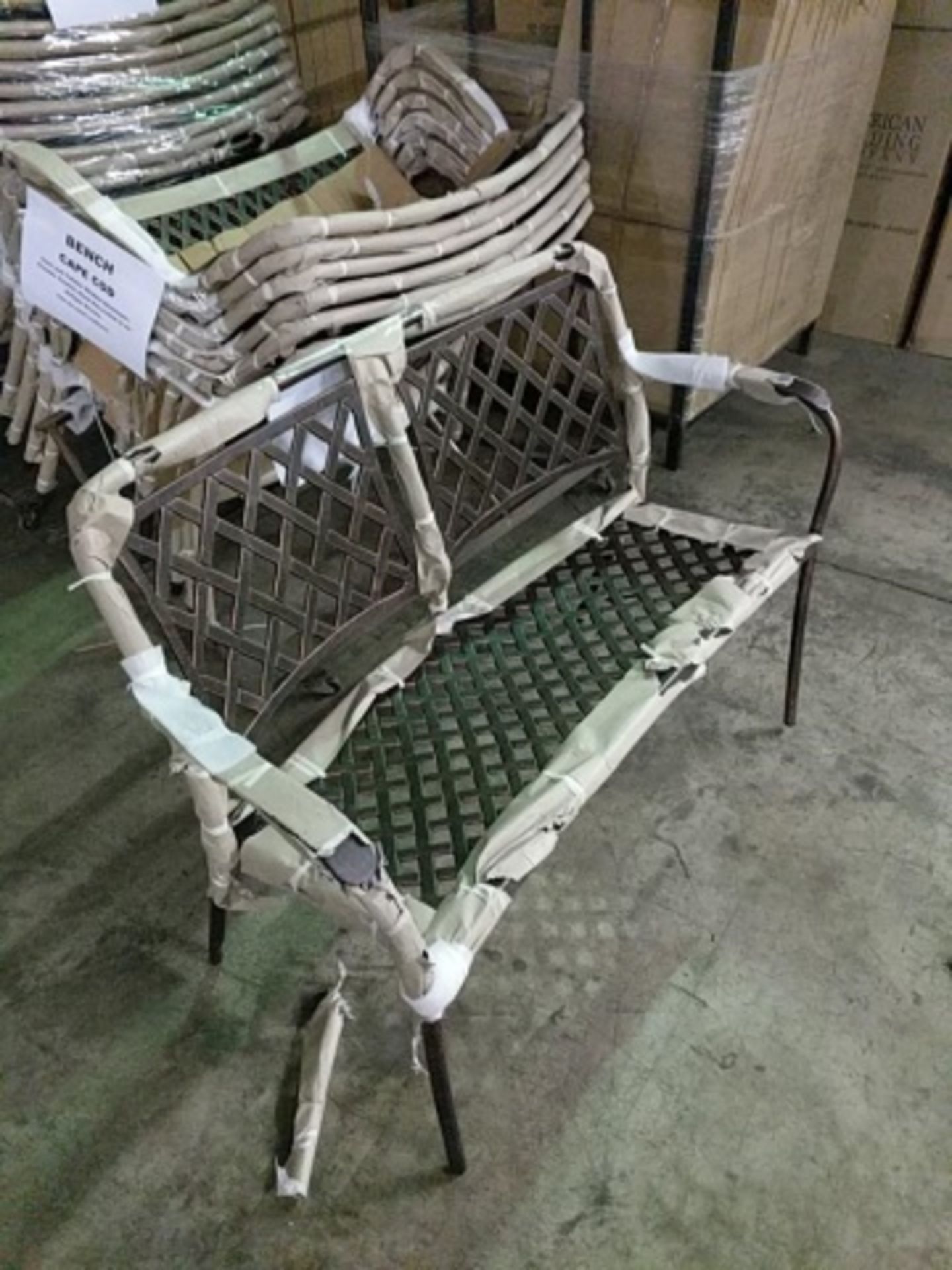 Cape Cod Outdoor Bench. Cast and tubular welded aluminum powder coated hand decorated to an - Image 3 of 4