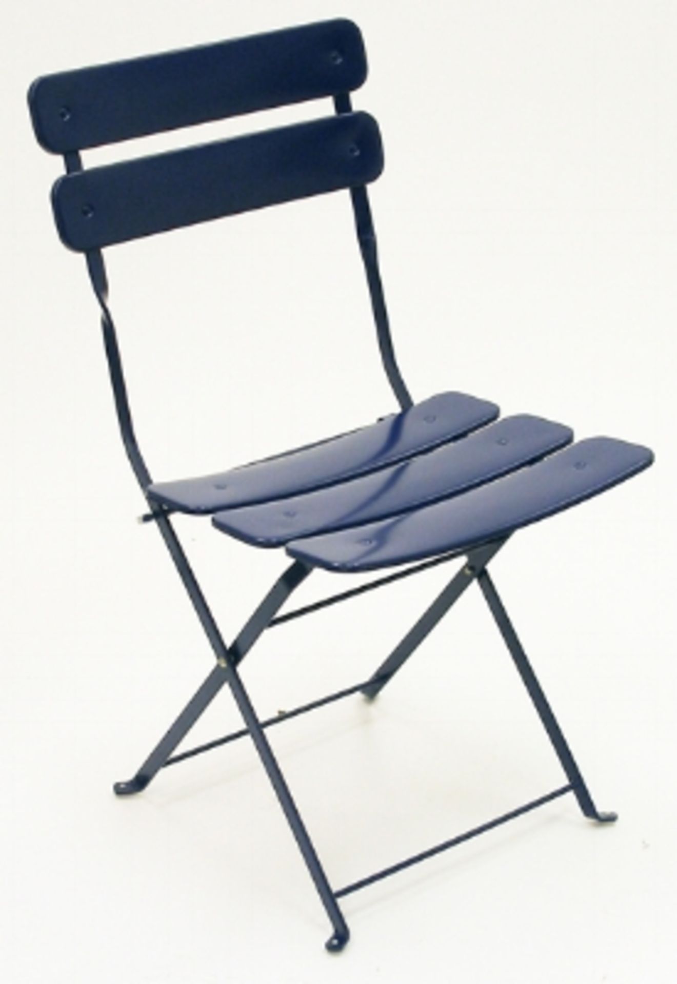 Jardin Folding Side Chair - Blue. ElectroZinc treated steel, powder coated. Dimensions: 18.9"w x