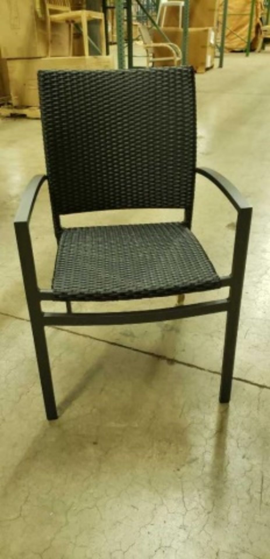 Oviedo Arm Chair - Expresso C100 ESP. Rectangular tube powdercoated aluminum frame, PE weave seat - Image 3 of 6