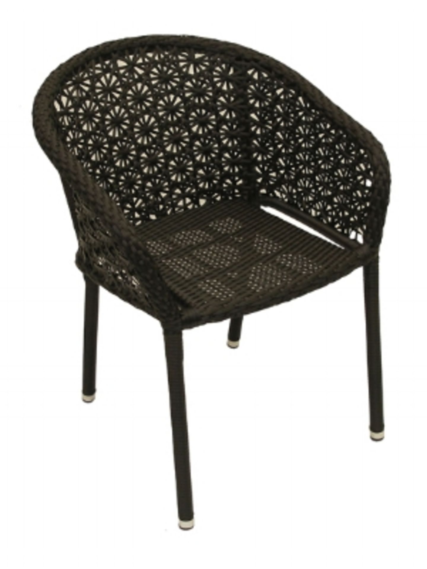 Fiji - Arm Chair - star weave - espresso, power coated heavy weight, aluminum frame, one stack of