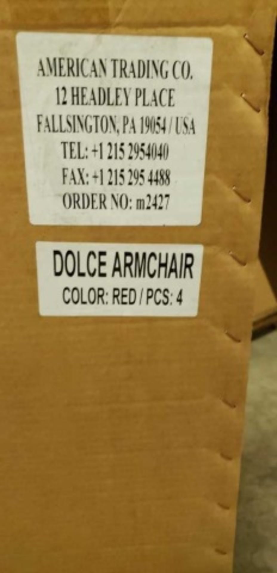 Domenica Arm Chair, red, one box w/ 3, 3 total - Image 4 of 4