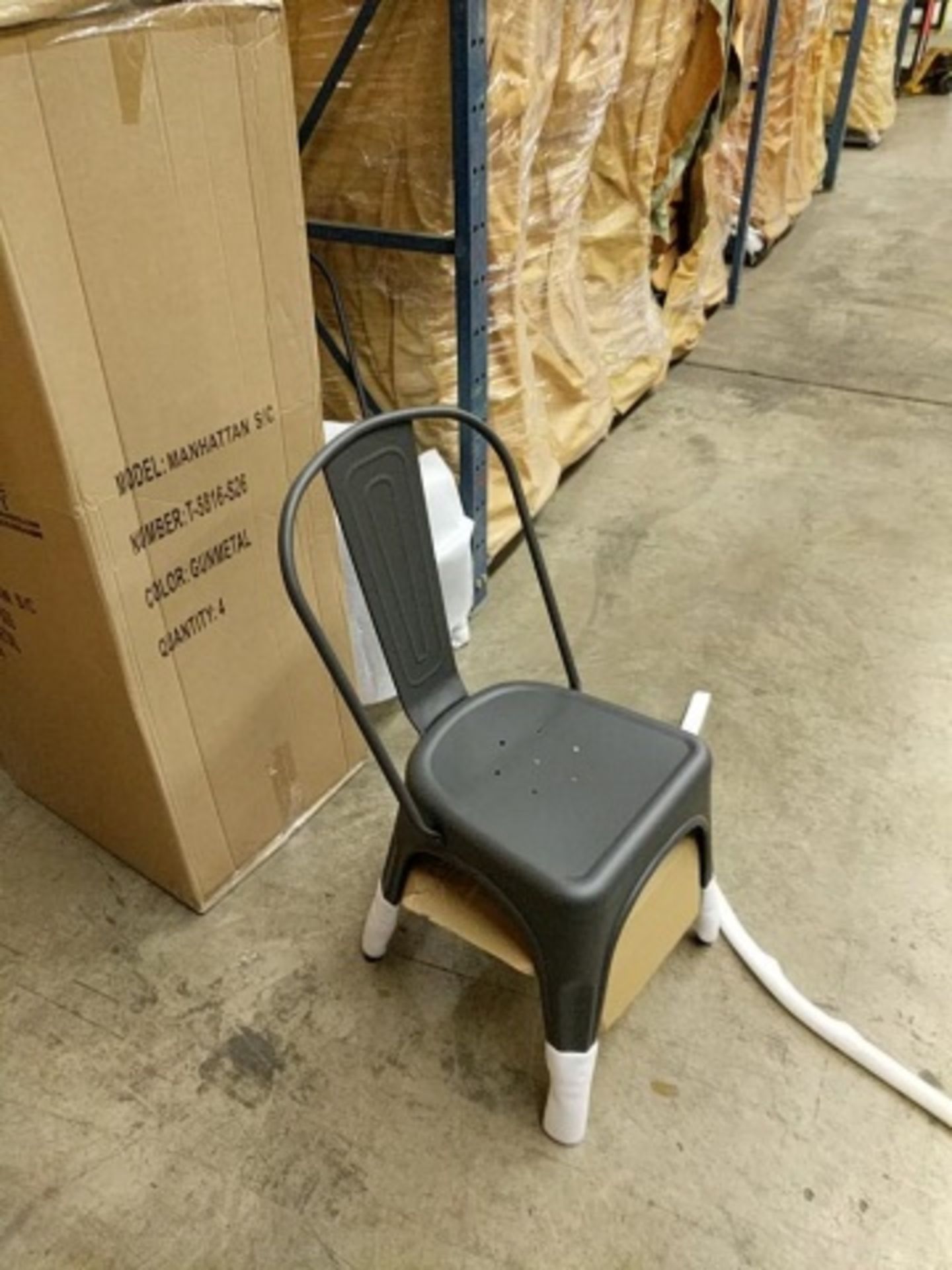 Manhattan Side Chair - Gunmetal. Powder Coated epoxy finish on e-coated steel, or clear on raw - Image 3 of 4