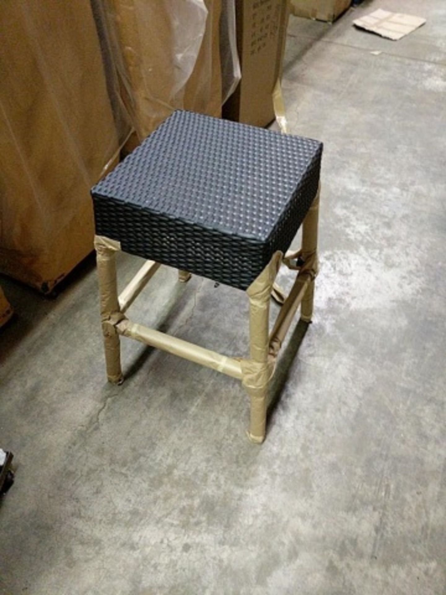 Premier Backless Stool - Expresso. Tubular powdercoated aluminum frame with polyethylene weave s& - Image 2 of 4