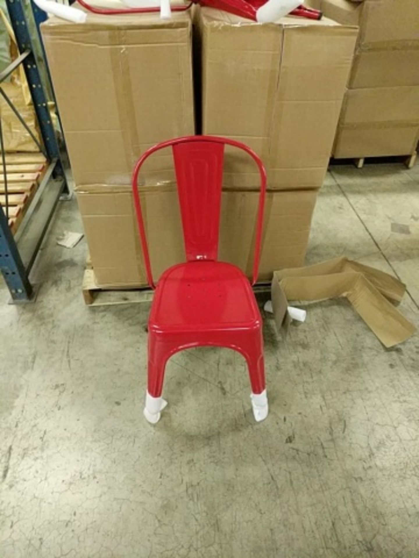 Manhattan Side Chair- Red with Back, T-5816. Powder Coated epoxy finish on e-coated steel, or - Image 2 of 5